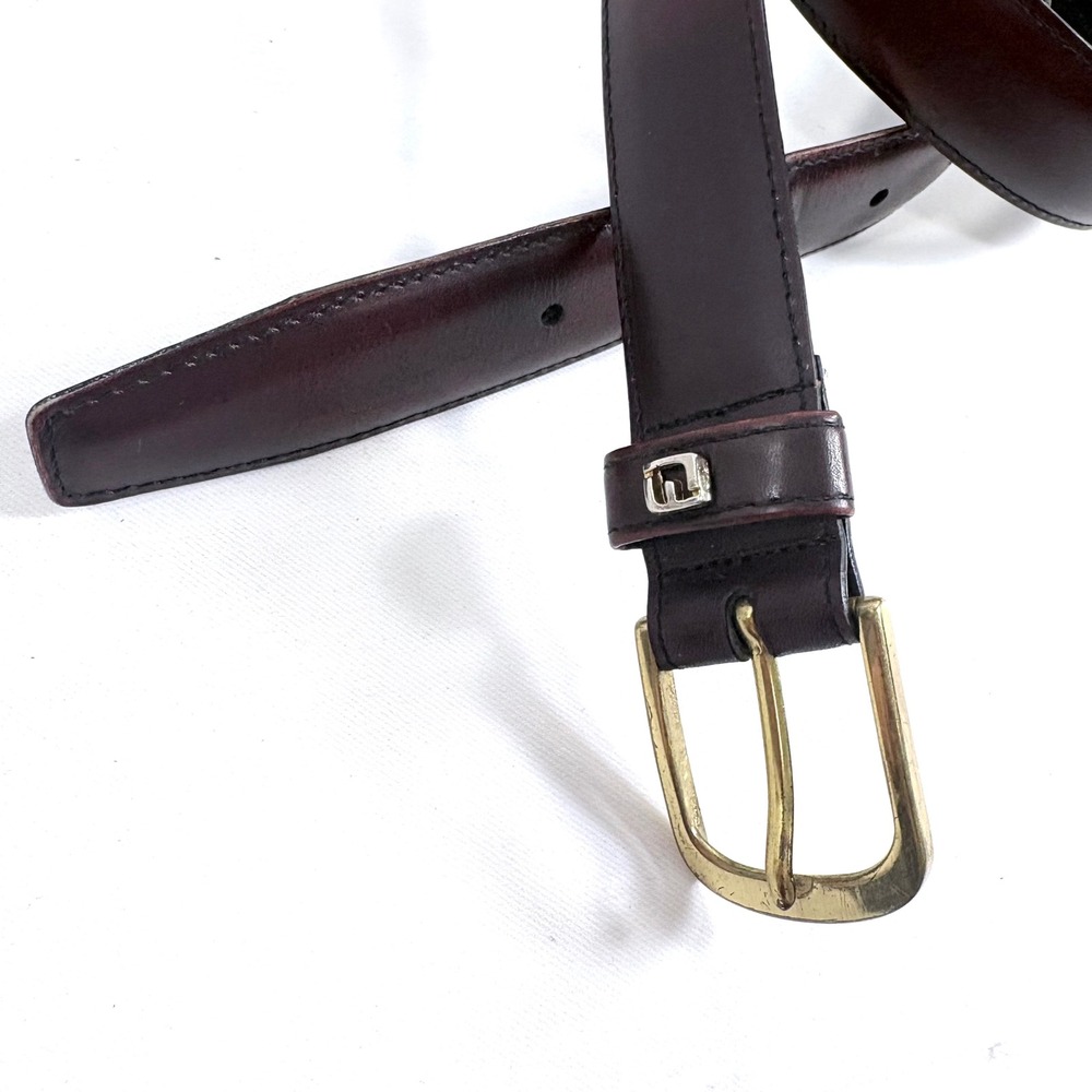 FootJoy Belt Burgundy Genuine Calfskin Leather Solid Brass Buckle Size 30